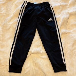 Adidas Kids Black Joggers with Silver Accents